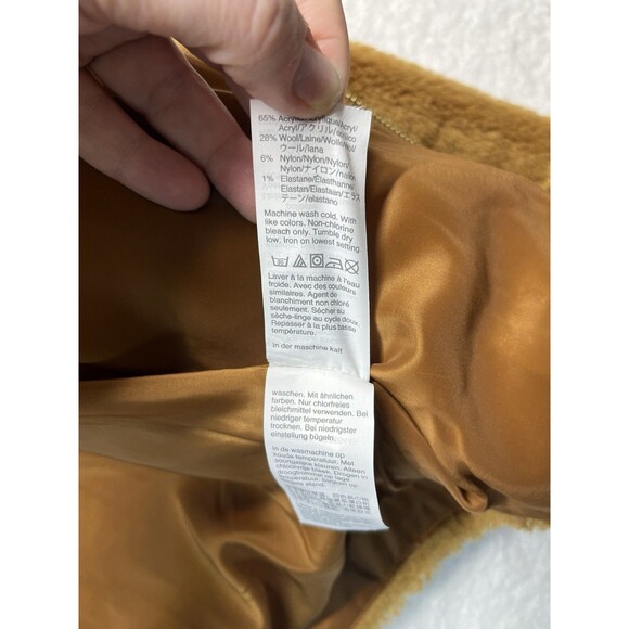 J Crew Jacket Womens M Honey Brown Chunky Fleece Bomber Teddy Minimalist - Picture 7 of 10